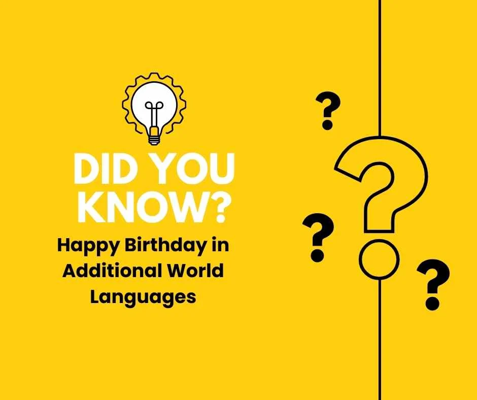 Happy Birthday in Additional World Languages