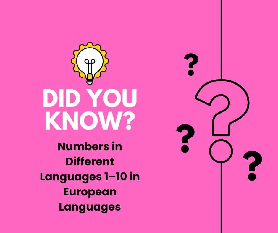 Numbers in Different Languages 1–10 in European Languages